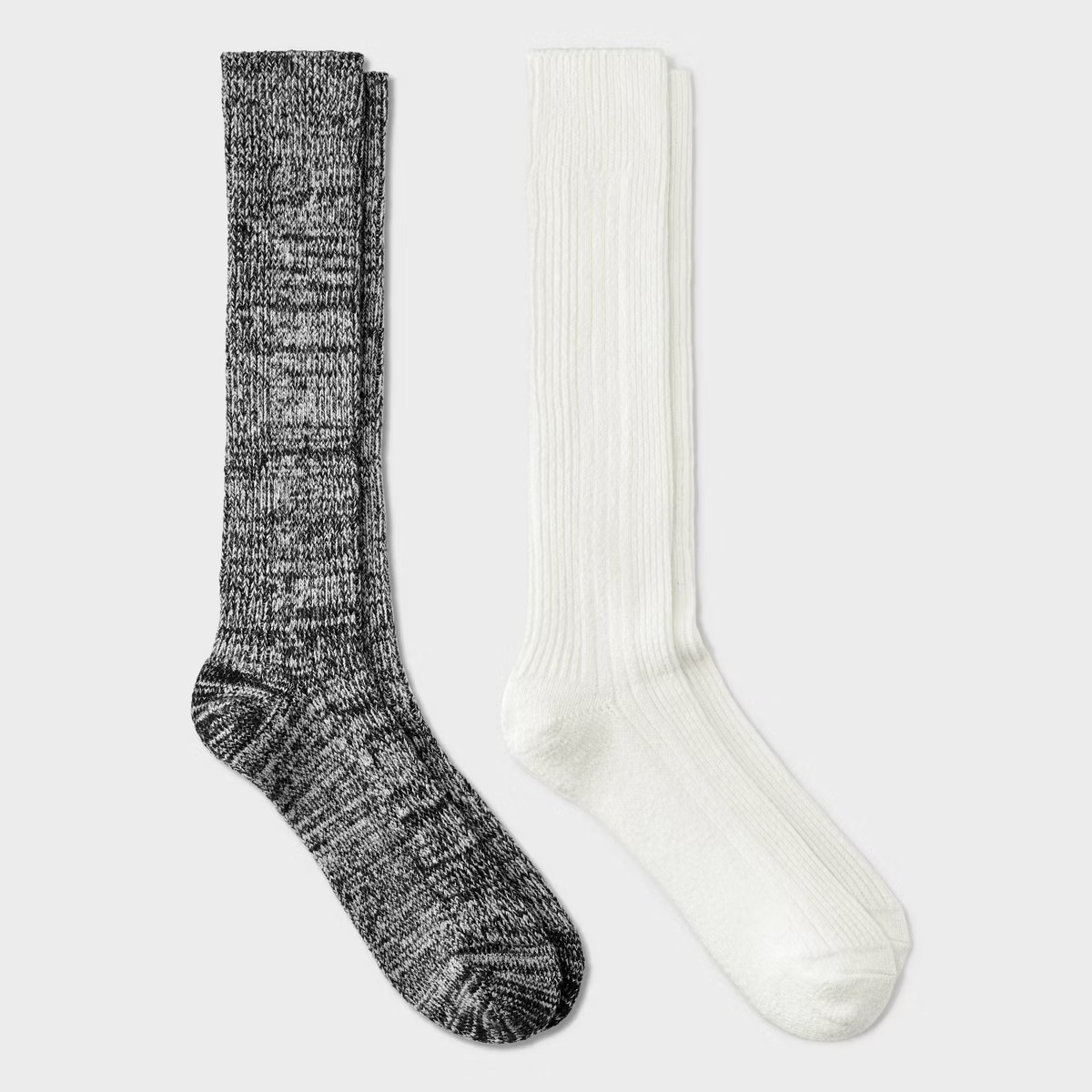 Women's Lightweight Supersoft Variegated Ribbed 2pk Knee High Boot Socks - All In Motion™ Ivory... | Target