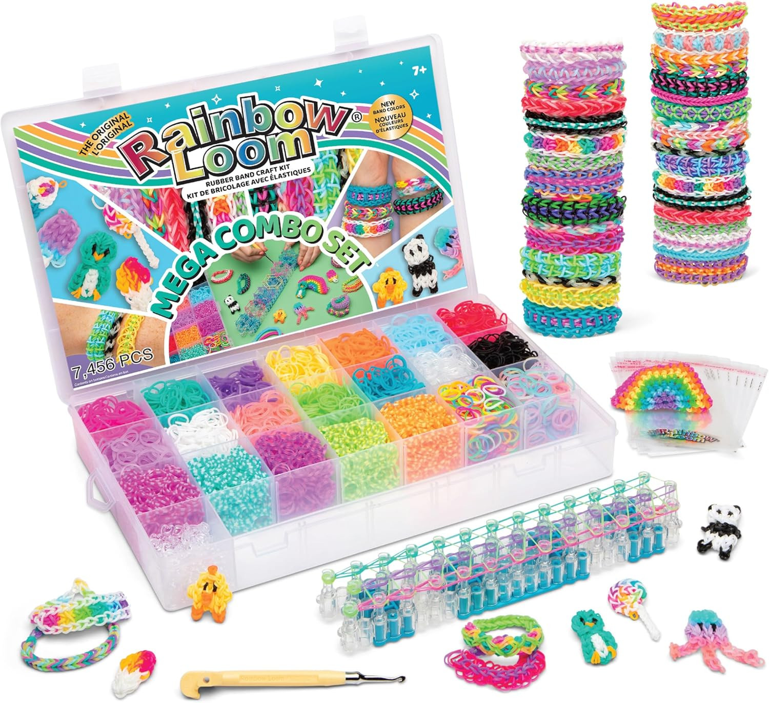 Rainbow Loom® MEGA Combo Set, Features 7000+ Colorful Rubber Bands, 2 Step-by-Step Bracelet Instructions, Organizer Case, Great Gift for Kids 7+ to Promote Fine Motor Skills (Packaging May Vary) | Amazon (US)