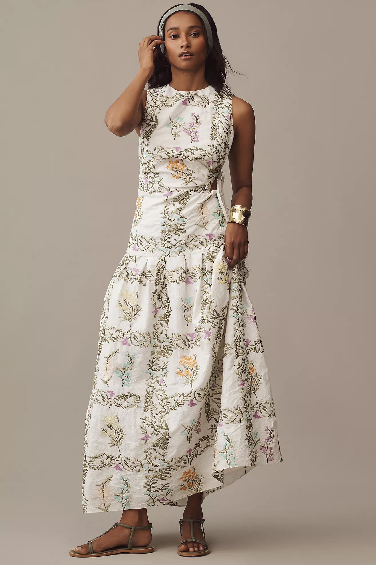 Forever That Girl Drop-Waist Floral Cutout Maxi Dress | Anthropologie (US)