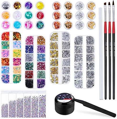 Cridoz 8420 Pcs Rhinestones for Nails, Nail Rhinestones Crystals Nail Gems Jewels Diamond with Na... | Amazon (US)