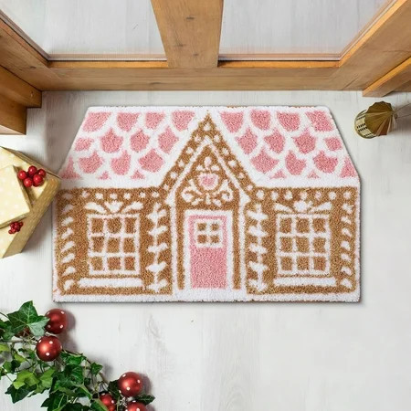 Festive Gingerbread House Doormat for Christmas Decor - Durable Polyester Indoor Outdoor Rug with Non-Slip Backing, Ideal Entryway Floor Mat for Home Holiday Gift Giving | Walmart (US)