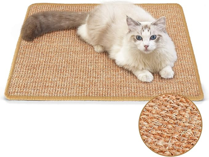 FUKUMARU Cat Scratcher Mat, 23.6 X 15.7 Inch Natural Sisal Cat Scratch Mats, Horizontal Cat Floor... | Amazon (US)