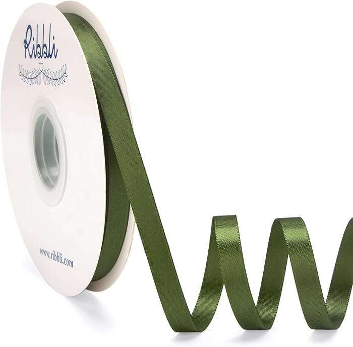 Ribbli Moss Green Satin Ribbon Double Faced Satin 3/8 Inch x Continuous 50 Yards-Moss Ribbon for ... | Amazon (US)