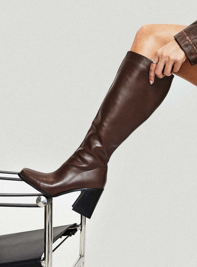 Renzo Knee High Boots Brown | Princess Polly US