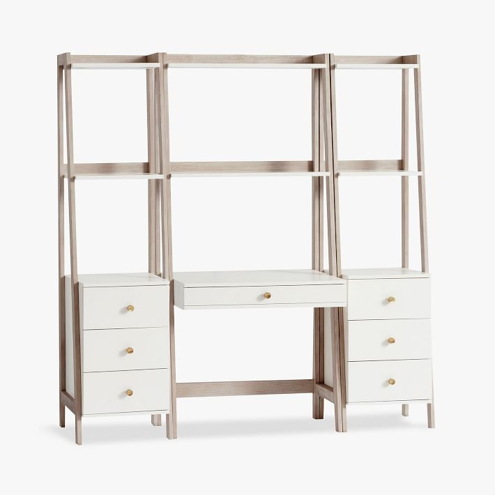 Highland Wall Desk &amp; Narrow Bookshelf with Drawers Set | Pottery Barn Teen