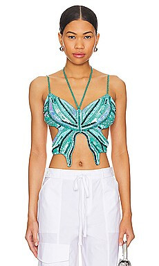 h:ours Carola Embellished Top in Turquoise from Revolve.com | Revolve Clothing (Global)