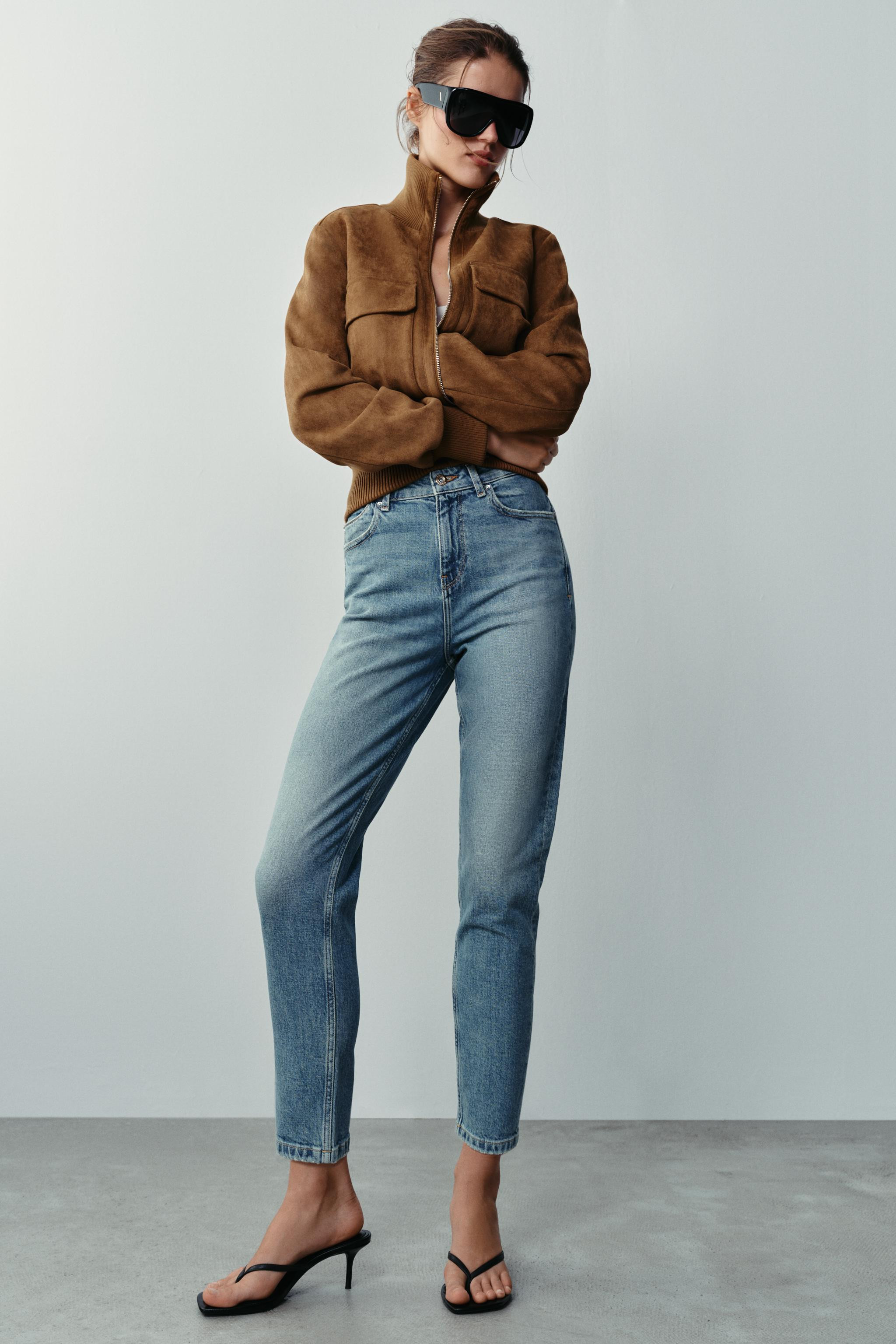 HIGH-RISE - SLIM MOM LEG - ANKLE LENGTH - COMFORTHigh-waisted jeans with five pockets. Front zip ... | Zara US