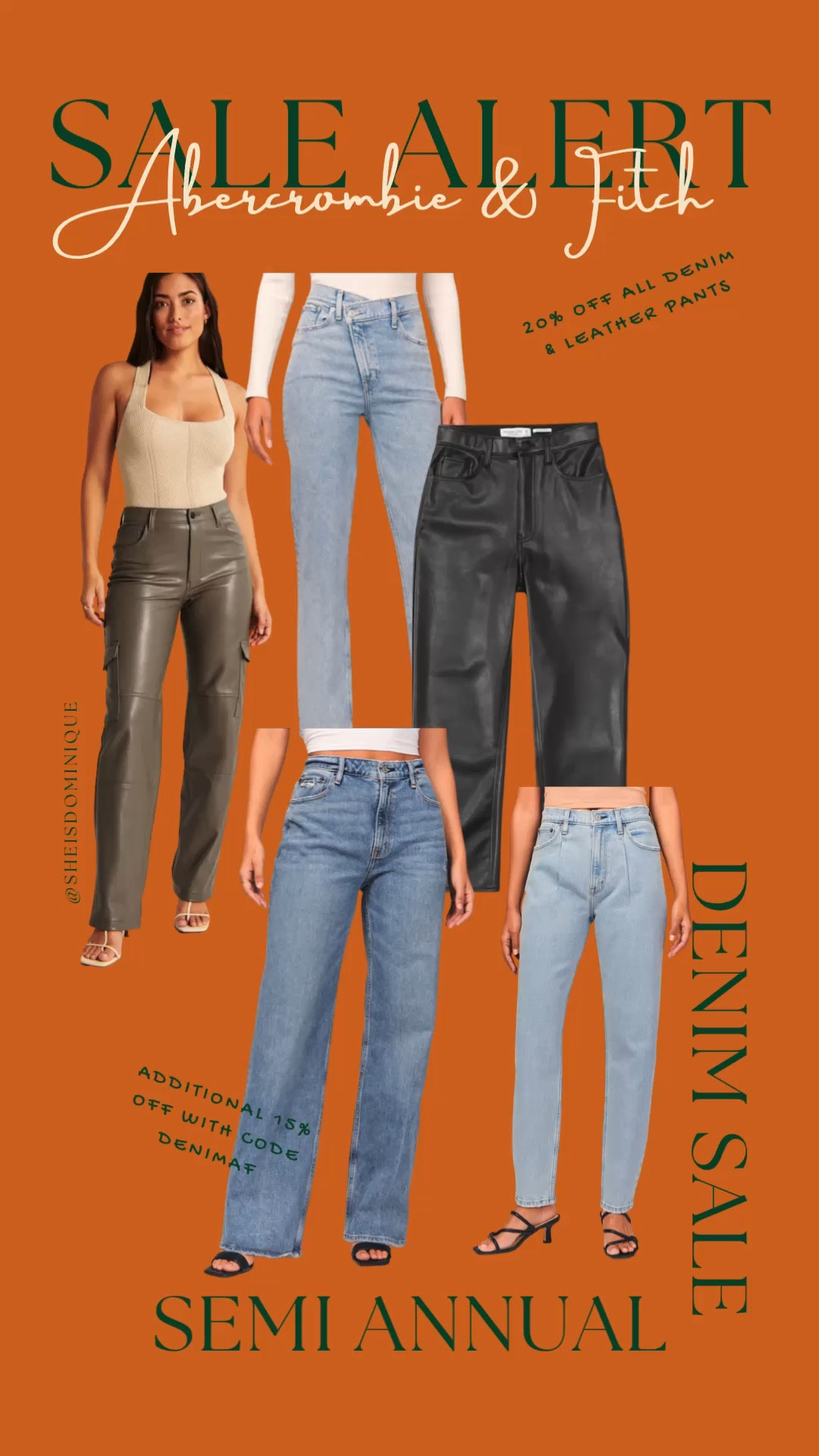 Spring denim from Abercrombie & Fitch SEMI ANNUAL DENIM SALE

leather pants, denim, cargo pants, mom jeans, 90s jeans, vegan leather pants, modern mom style 

#LTKsalealert #LTKFind #LTKstyletip