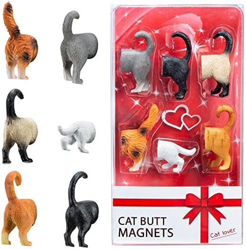 Cat Butt Refrigerator Magnets -Ready Gift Set of 6 for Cat and Pet Lovers - Home and Office Decorati | Amazon (US)
