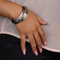 Black Leather Wrap Bracelet, Silver Tube Beads, Magnetic Clasp | Etsy (US)