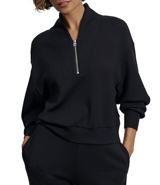 Varley Davidson DoubleSoftÂ® Stand Collar V-Neck Quater Zip Long Sleeve Sweat Jacket - S | Dillard's