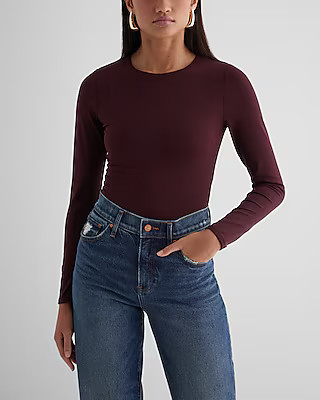 Body Contour High Compression Crew Neck Long Sleeve Bodysuit | Express