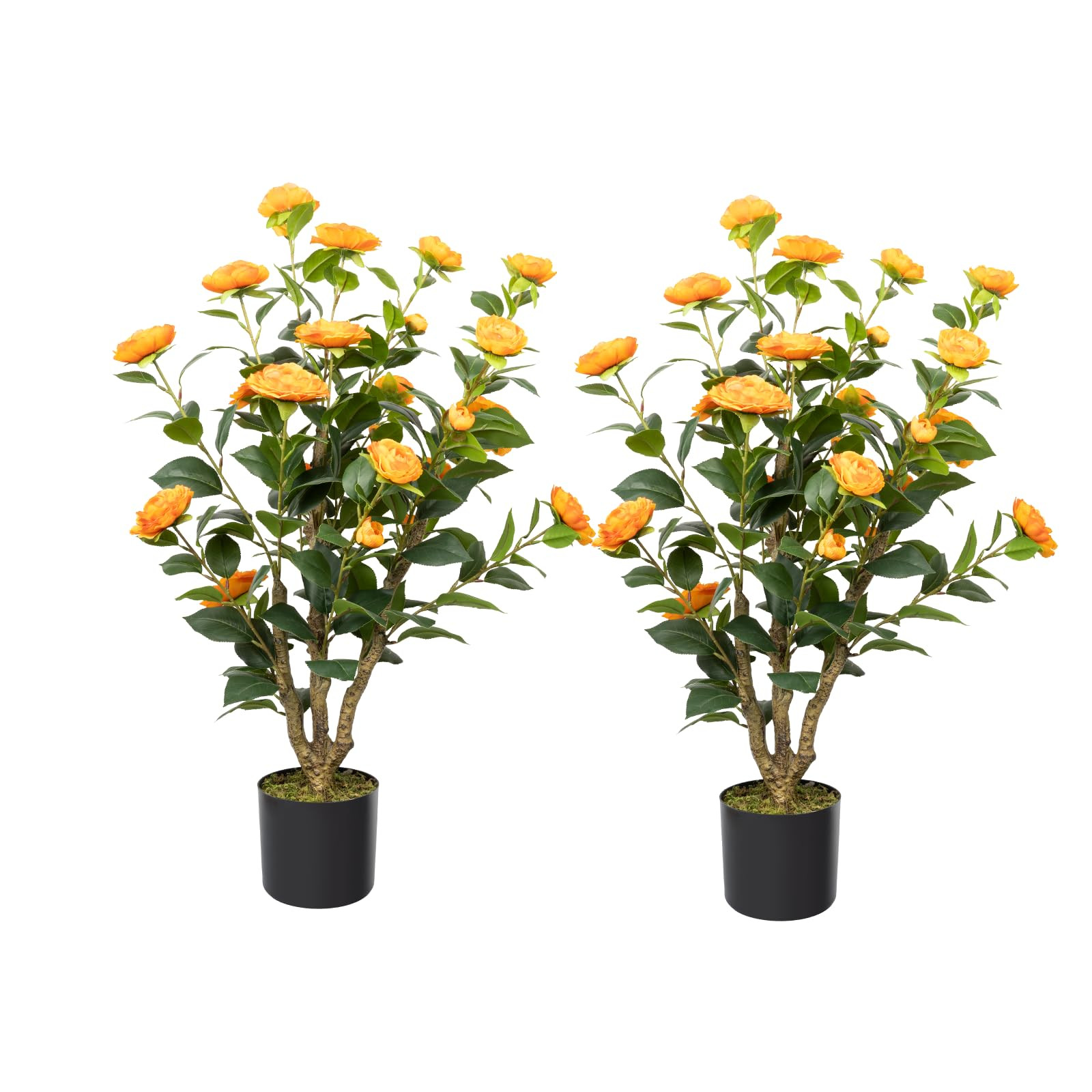 Artificial Camellia Tree 2 Pack, 36’’ Faux Camellia Plant in Pot with White Flowers, Greenery... | Amazon (US)