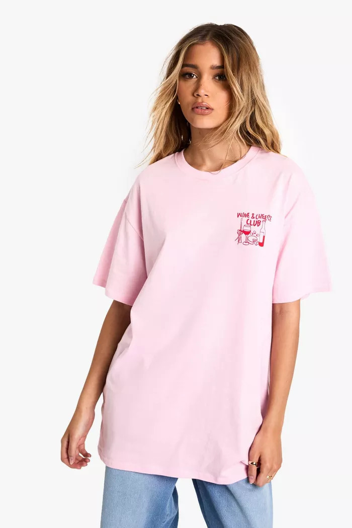 Wine Club Oversized T-shirt | Boohoo.com (UK & IE)