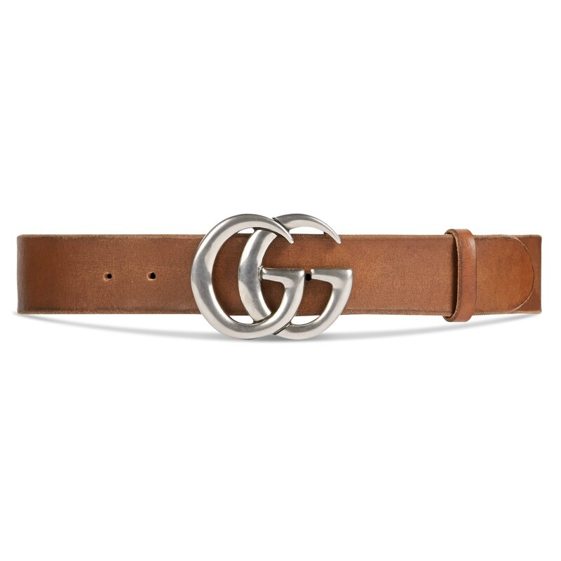 Leather belt with double G buckle | Gucci (US)