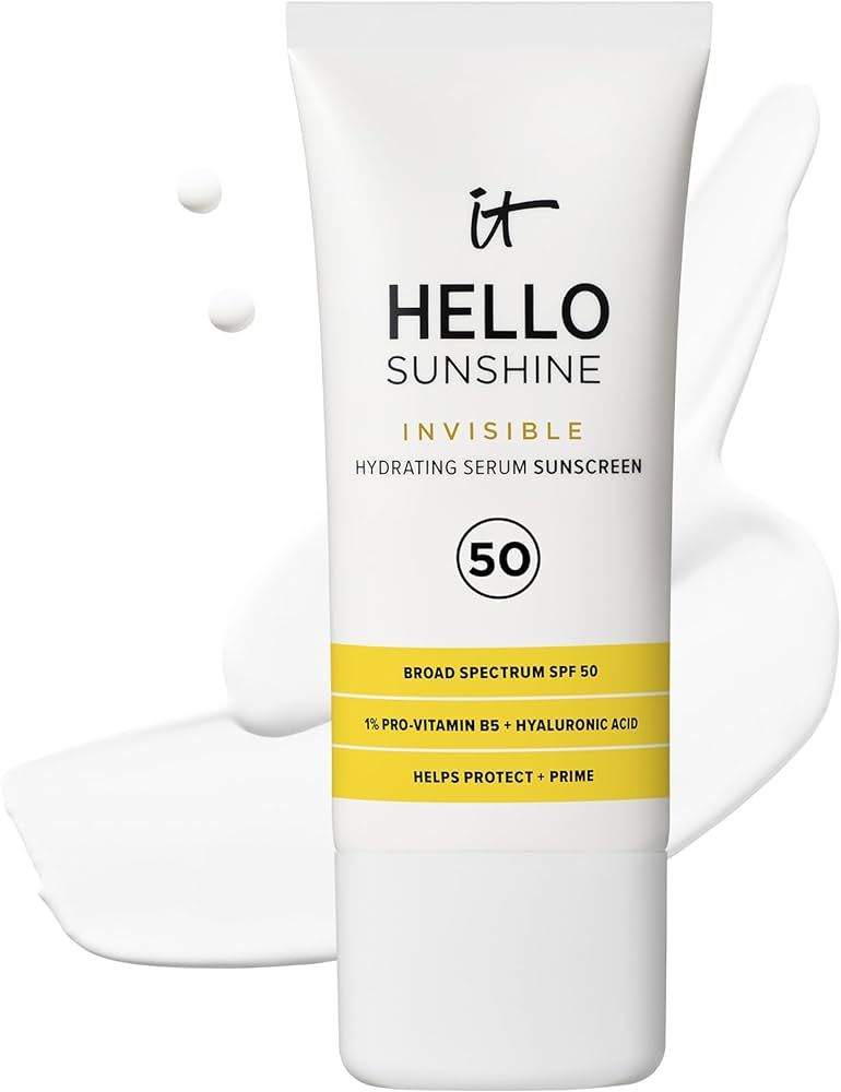 IT Cosmetics Hello Sunshine Invisible Sunscreen for Face SPF 50 - Sunscreen, Hydrating Serum & Ma... | Amazon (US)