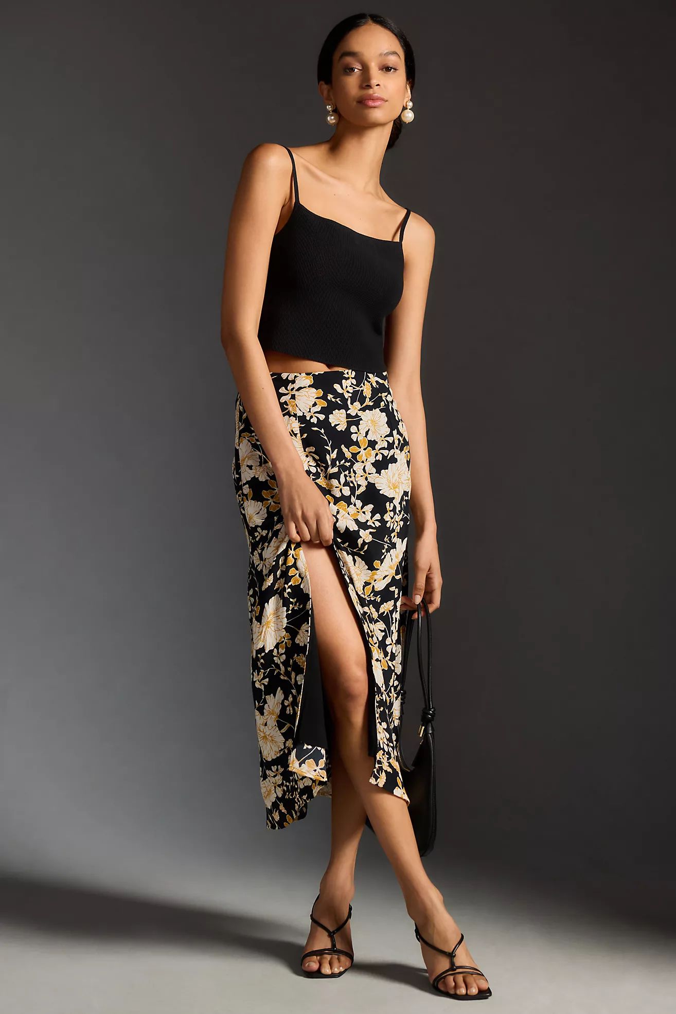 The Lille Side-Slit Midi Skirt by Maeve | Anthropologie (US)