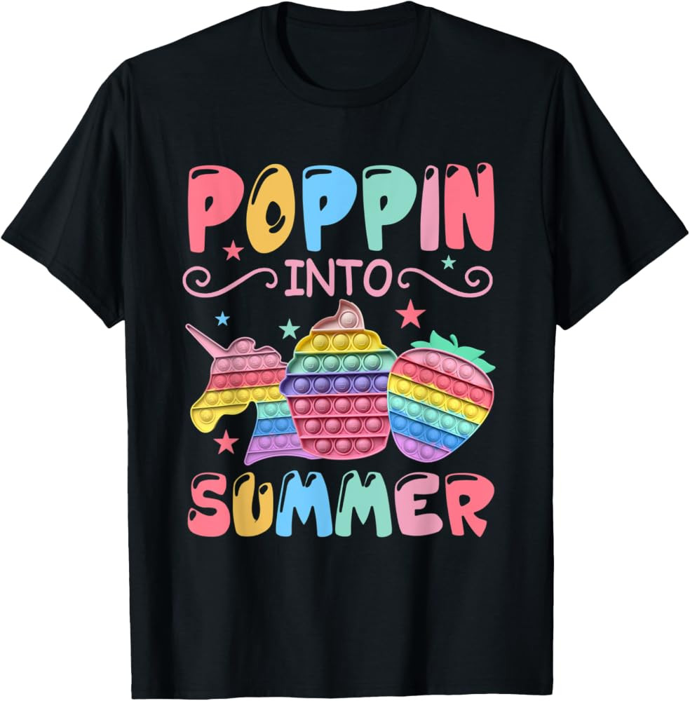 Poppin Into Summer Pop It Last Day of School Teacher Student T-Shirt | Amazon (US)