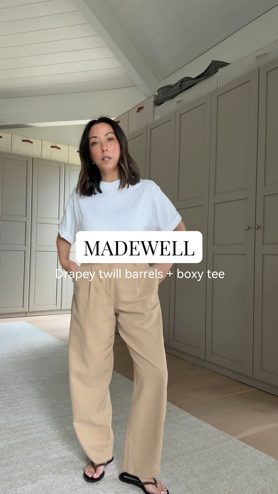 Wearing the tee in XS and twill barrels in a regular 2. I’d size down in the bright fawn color since it runs roomier than the other shades.

#LTKxMadewell #LTKPetite #LTKmomlife