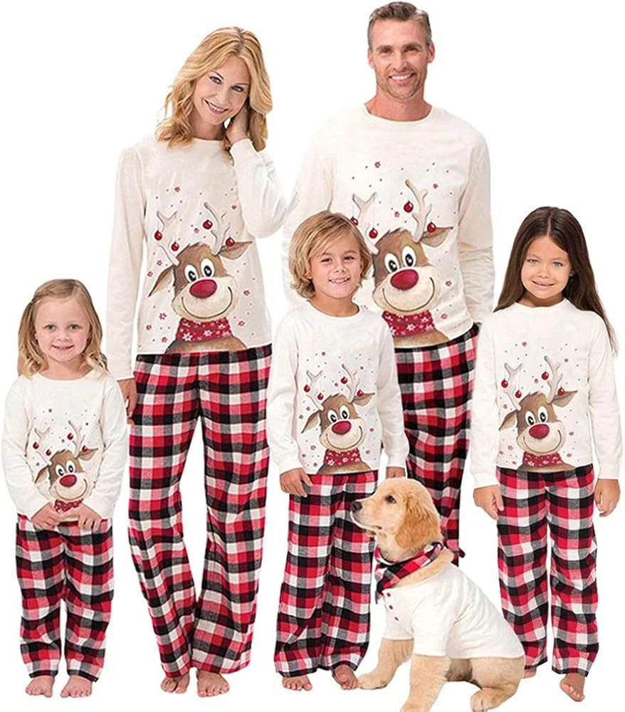 Family Matching Christmas Pajamas Set, Cute Elk Sleepwear for Boys Girls Dad Mum | Amazon (US)