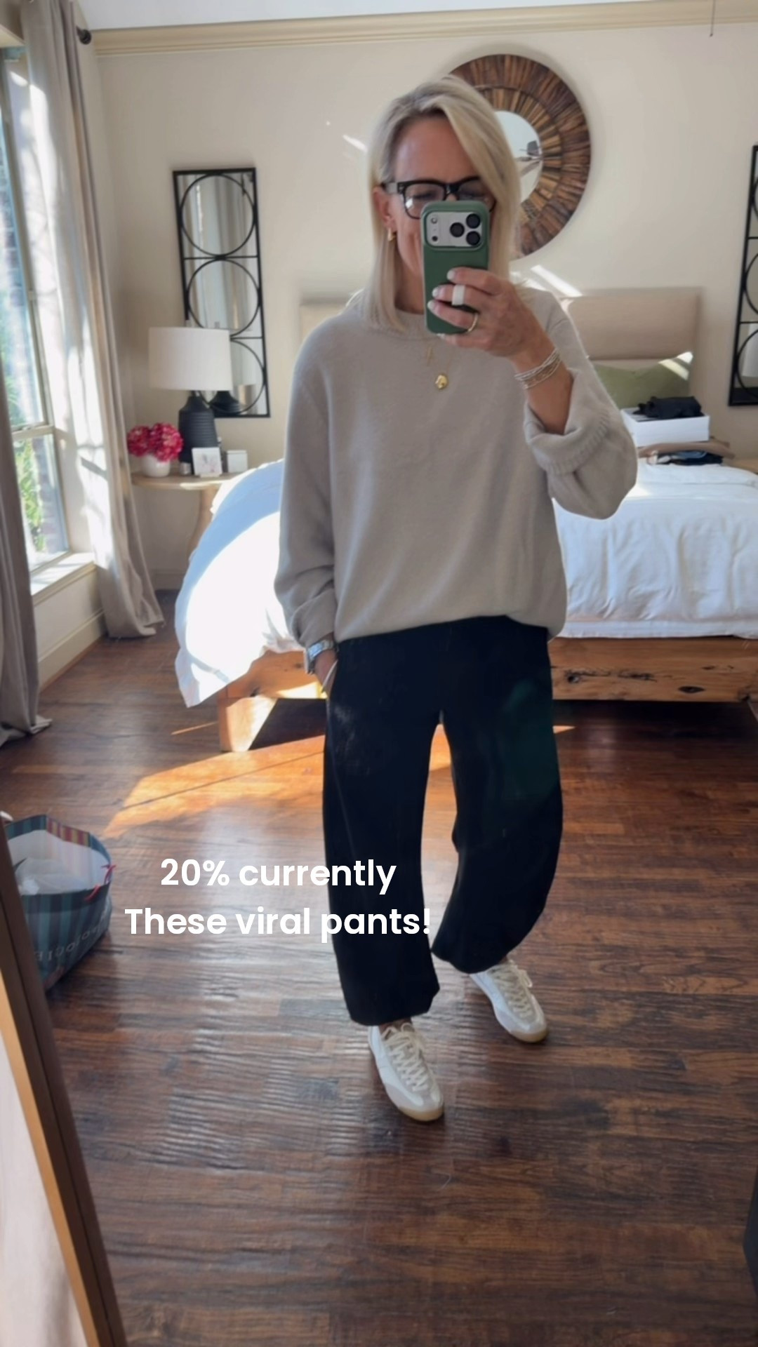 I’ve seen a few people share 
These pants from Ruti. I held off from purchasing them because they are a bit pricey. They are currently 20% off so I did it! And I am crazy in love with them.

They can be dressed up or down. They are incredibly comfortable, a very thin fabric, barrel leg, have pockets. These can be worn with heels or lifestyle, sneakers, or flats or sandals. Make a great travel outfit, teacher outfit, work outfit.

These things are everything they say they are And More, lol.

Wearing my true size - 6
 the fit is true to size.

Paired with these new Dolce Vita sneakers that are incredibly comfortable like walking on a cushion.
Paired with this quince Mongolian cashmere sweater that is already oversized. Grab your true size the sweater is one of my best sweaters ever.


#LTKTravel #LTKOver40 #LTKWorkwear