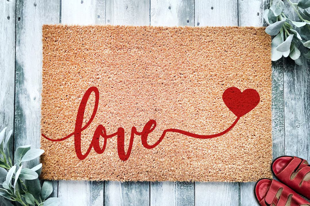 Love Red Heart Doormat  Cute Valentine's Housewarming - Etsy | Etsy (US)