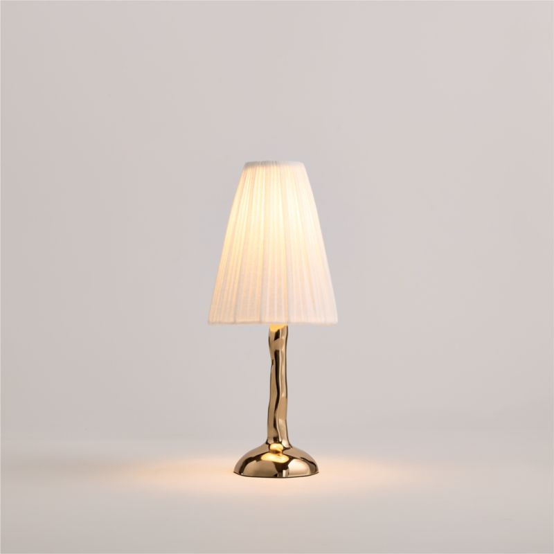 Colette Hammered Brass Mini Table Lamp with Fabric Shade 13" | Crate & Barrel | Crate & Barrel