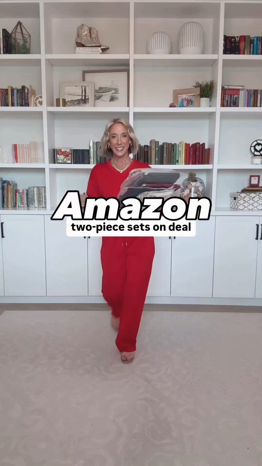 Amazon - two-piece sets on deal * V Neck Two Piece Set - size small. 21 colors. 1. Half Zip Two Piece Sweat Set - size small. 8 colors. 2. Track Stripe Two Piece Set - size small. 12 colors. 3. Solid Two Piece Set - size small. 16 colors. 4. Full Zip Two Piece Set - size small. 17 colors. 5. Striped Two Piece Set - size small. 12 colors (solids and stripes).