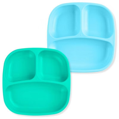 Re-Play 2pc Recycled Divided Plates Aqua and Pool Blue | Target