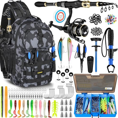 PLUSINNO Fishing Backpack with Fishing Rod and Reel Combos Tackle Boxes, Waterproof Tackle Backpack for Fishing Gear with Rod Holder, Fishing Gifts for Men with Fishing Tool Kit... | Amazon (US)
