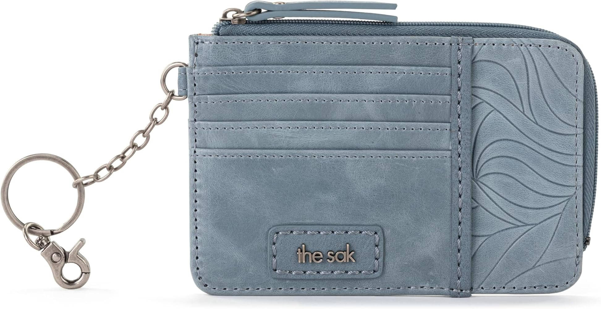 The Sak Iris Wallet in Leather, Elevated Card Holder with Keychain, Maritime Wave Embossed | Amazon (US)