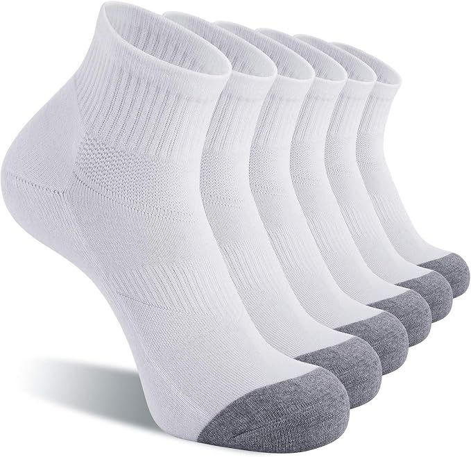 CS CELERSPORT 6 Pack Men's Ankle Socks with Cushion Athletic Running Socks | Amazon (US)