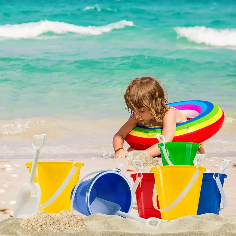 Top Race Beach Pails - 6-Pack Sand Buckets and Shovels for Kids - 5 Inches - Beach and Sand Toys ... | Walmart (US)