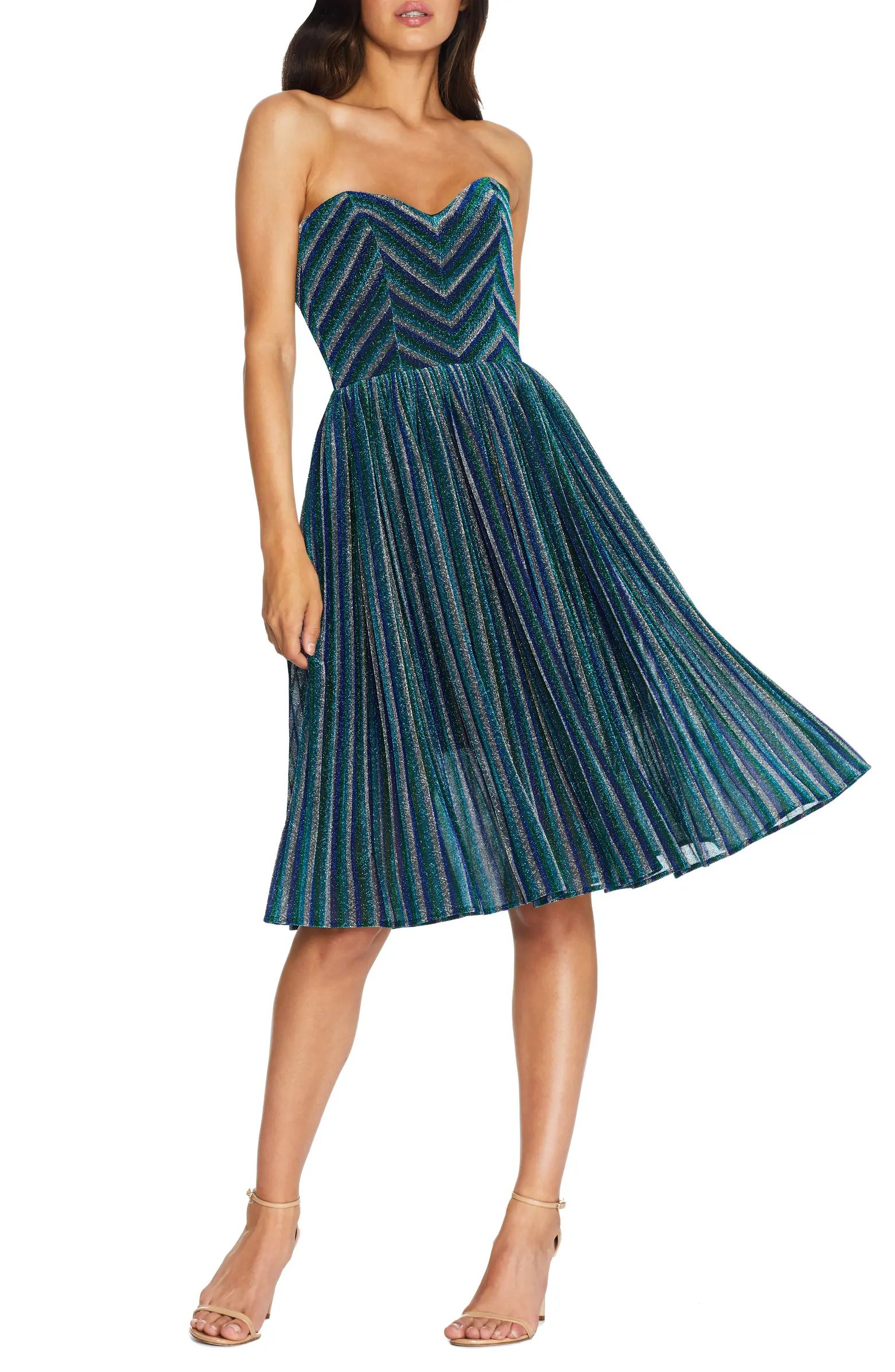 Rosalie Metallic Stripe Strapless Cocktail Dress | Nordstrom