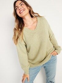 Oversized Voop-Neck Cotton Tunic Sweater for Women | Old Navy (US)