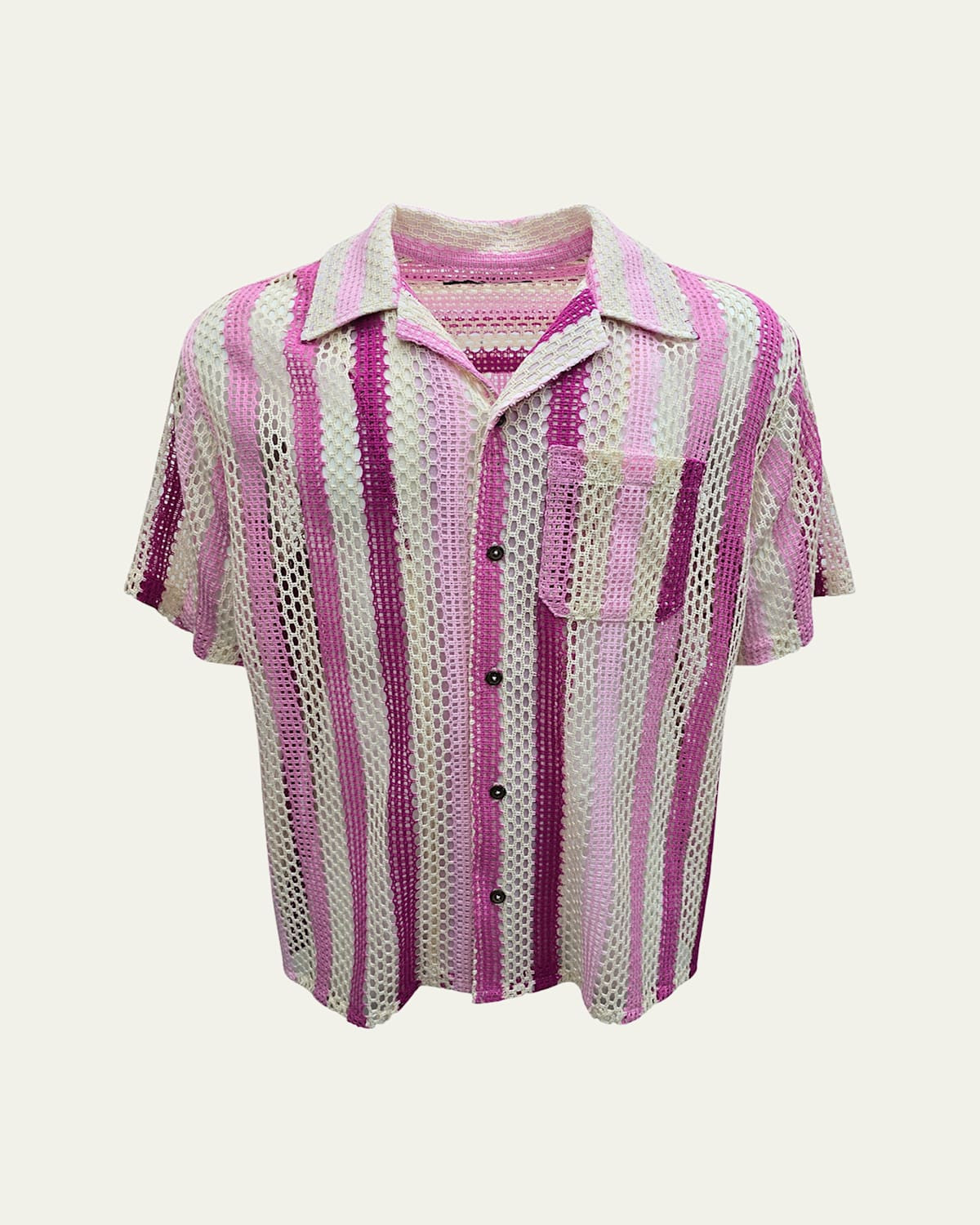 Men's Vincent Striped Mesh Camp Shirt | Bergdorf Goodman