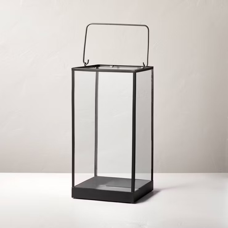 Square Metal & Glass Pillar Candle Lantern - Hearth & Hand™ with Magnolia | Target