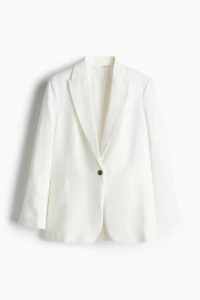 H & M - Linen-Blend Blazer - White | H&M (US + CA)