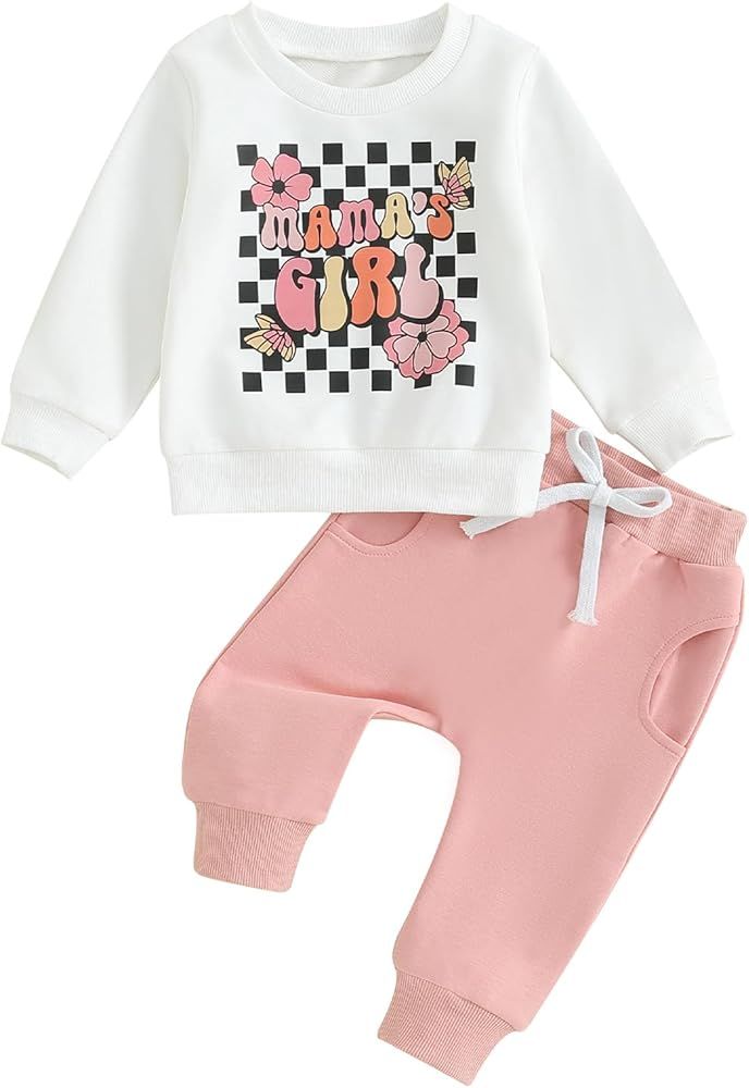 Socutebabe 2Pcs Set Infant Baby Girl Fall Clothes Daddys Girl Long Sleeve Crewneck Sweatshirt+Jog... | Amazon (US)