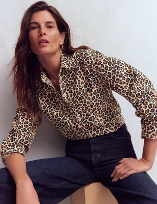 Boden Women's Sadie Relaxed Cotton Shirt in Brown | Size 10 | Boden (US)