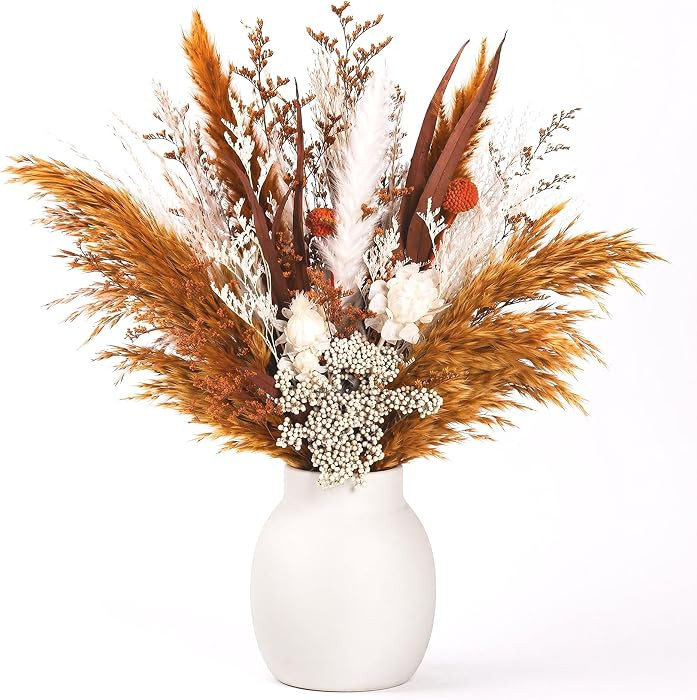 Fall Dried Flower Bouquet - 17" Natural Pampas Grass for Boho Decor | Amazon (US)