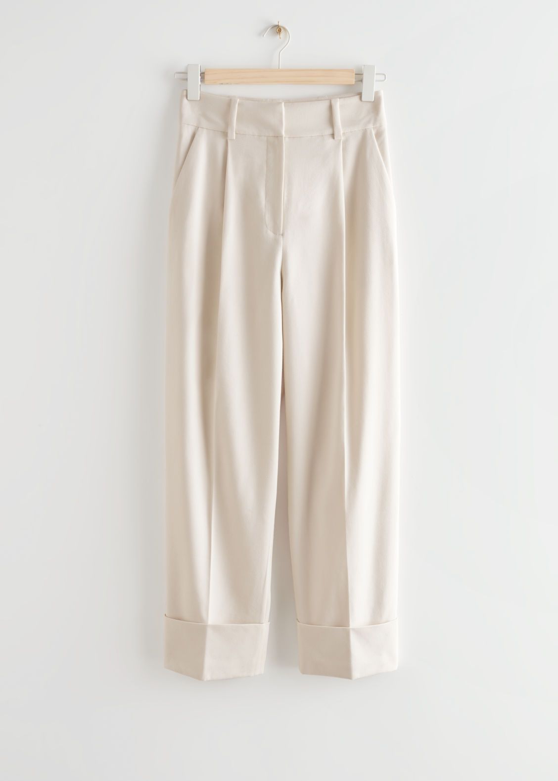 Relaxed Fold-Up Cuff Trousers - Beige | & Other Stories (EU + UK)