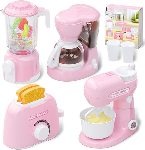 Kitchen Appliances Toys, Toy Kitchen Set for Kids Play Kitchen Accessories Set, Blender, Coffee M... | Amazon (US)