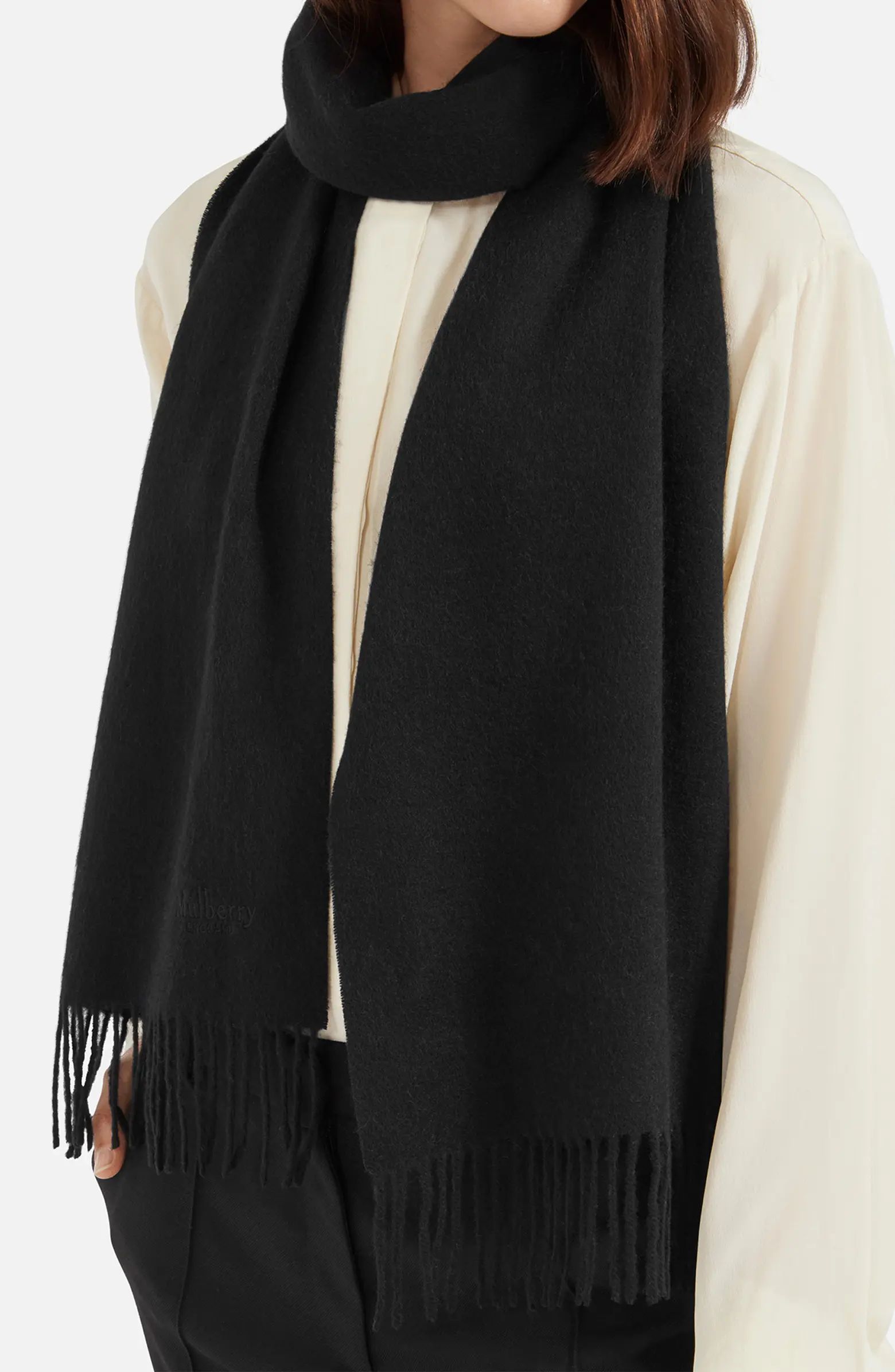 Embroidered Logo Lambswool Scarf | Nordstrom