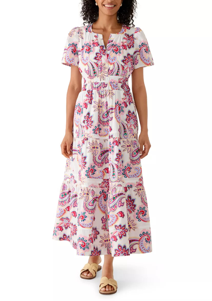 Women's Short Sleeve Split Neck Midi Dress | Belk