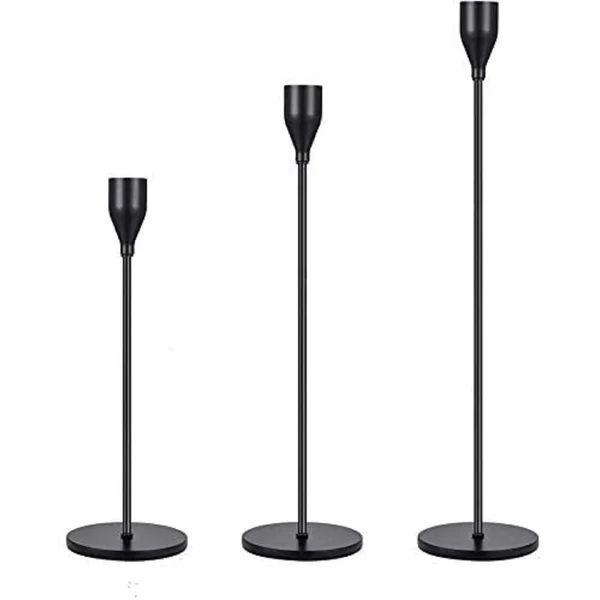 Black   Candle   Holder   Set   Of   3   For   Taper   Candle   Simple   Modern   Taper   Candles... | Wayfair North America