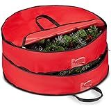 ZOBER Double-Layer Wreath Storage Container - 24x24x14 Inch Wreath Storage Bag with Zipper and Du... | Amazon (US)