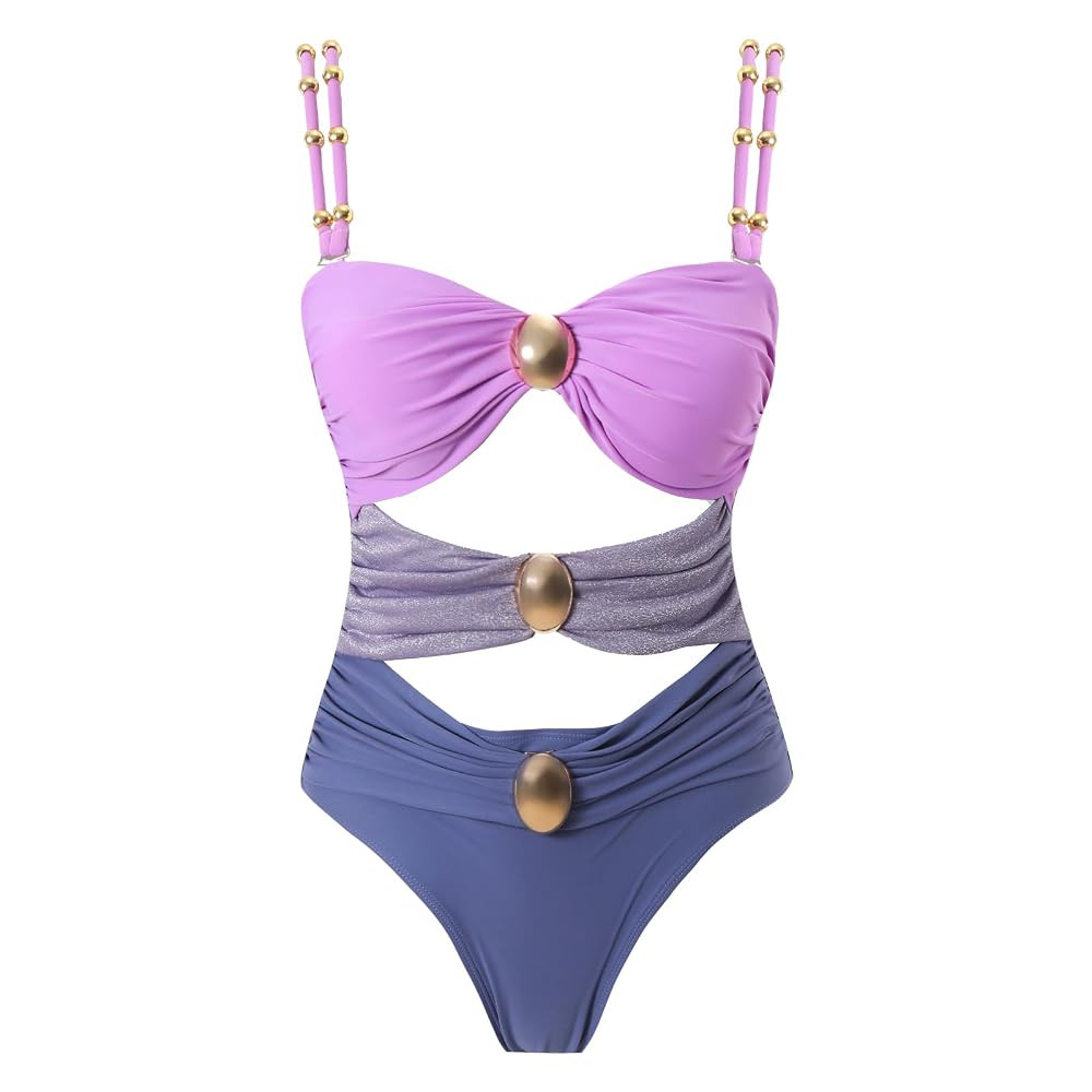 One Piece Swimsuit Women Slimming High Waisted Bikini Sets for Women Retro Ruched Bathing Suit Tu... | Amazon (US)