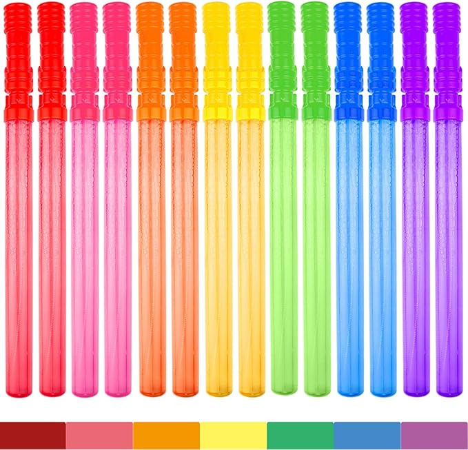Bubble Wand, 14" Big Bubble Wand Set(14 Pack 7 Colour), Non-toxic Smelless Bubble Toy For Kids Ch... | Amazon (US)