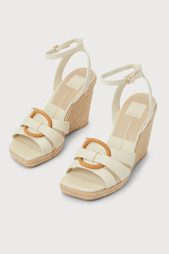 Maze Ivory Leather Espadrille Wedges | Lulus (US)